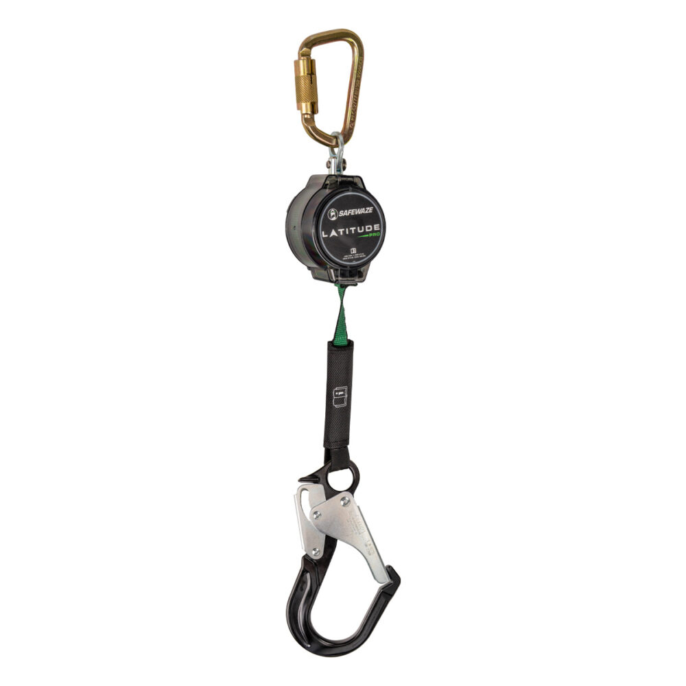 Safewaze Latitude Pro 7' Single Web SRL: Steel Carabiner, Alu Rebar Hook - 018-5007