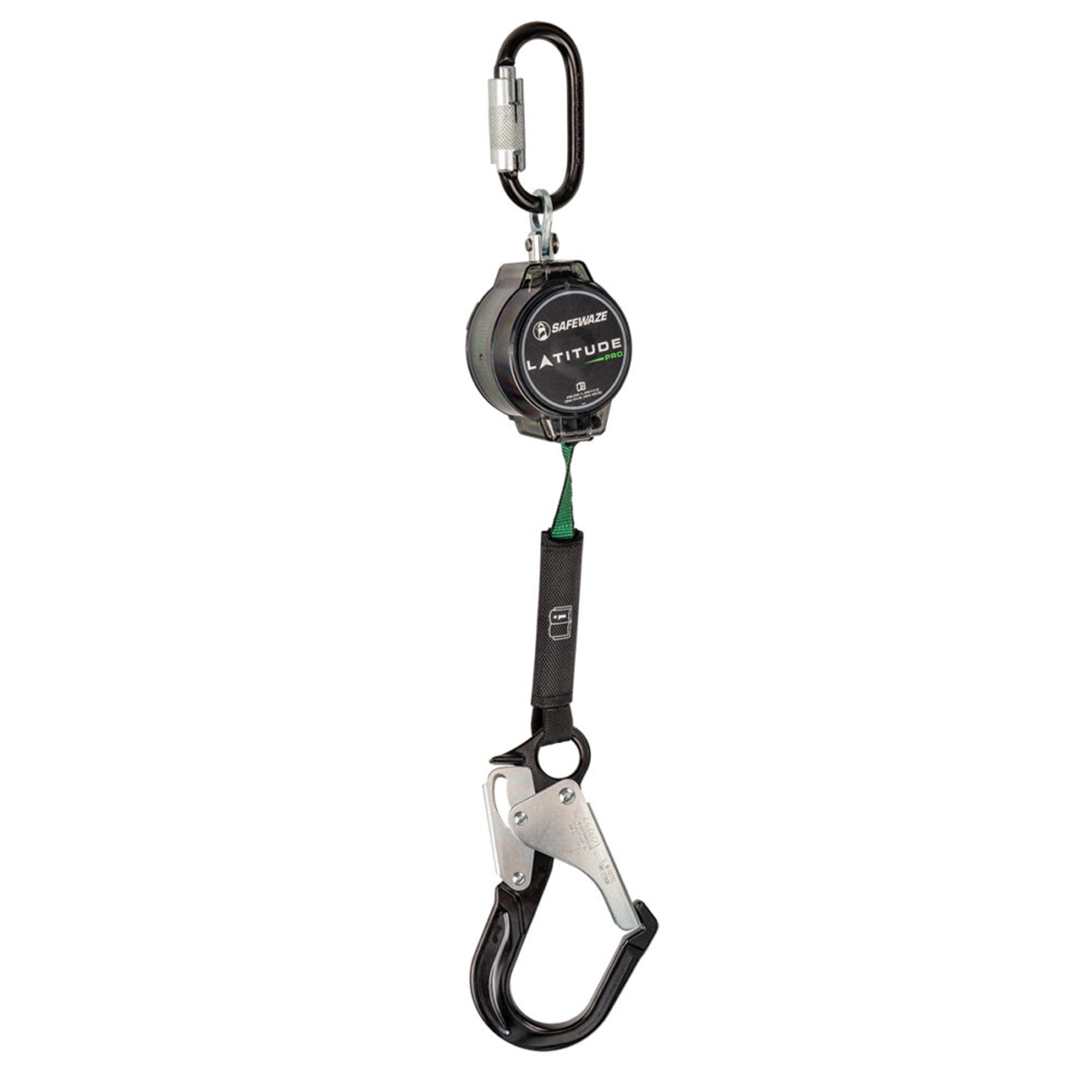 Safewaze Latitude Pro 7' Single Web SRL: Triple Lock Carabiner, Alu Rebar Hook - 018-5011