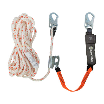 Safewaze V-Line 50' Vertical Lifeline Assembly: Snap Hook, Rope Grab, EA Lanyard - 018-7005