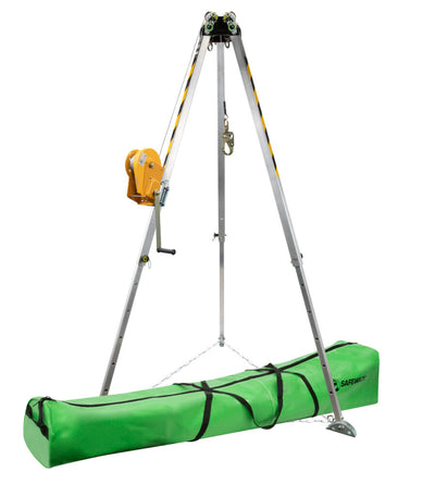 Safewaze 7' Adjustable Tripod Kit, 65' Material Winch, Storage Bag - 019-11001