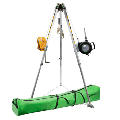 Safewaze 7' Adjustable Tripod Kit, 65' Material Winch, 65' 3-Way, Storage Bag - 019-11003