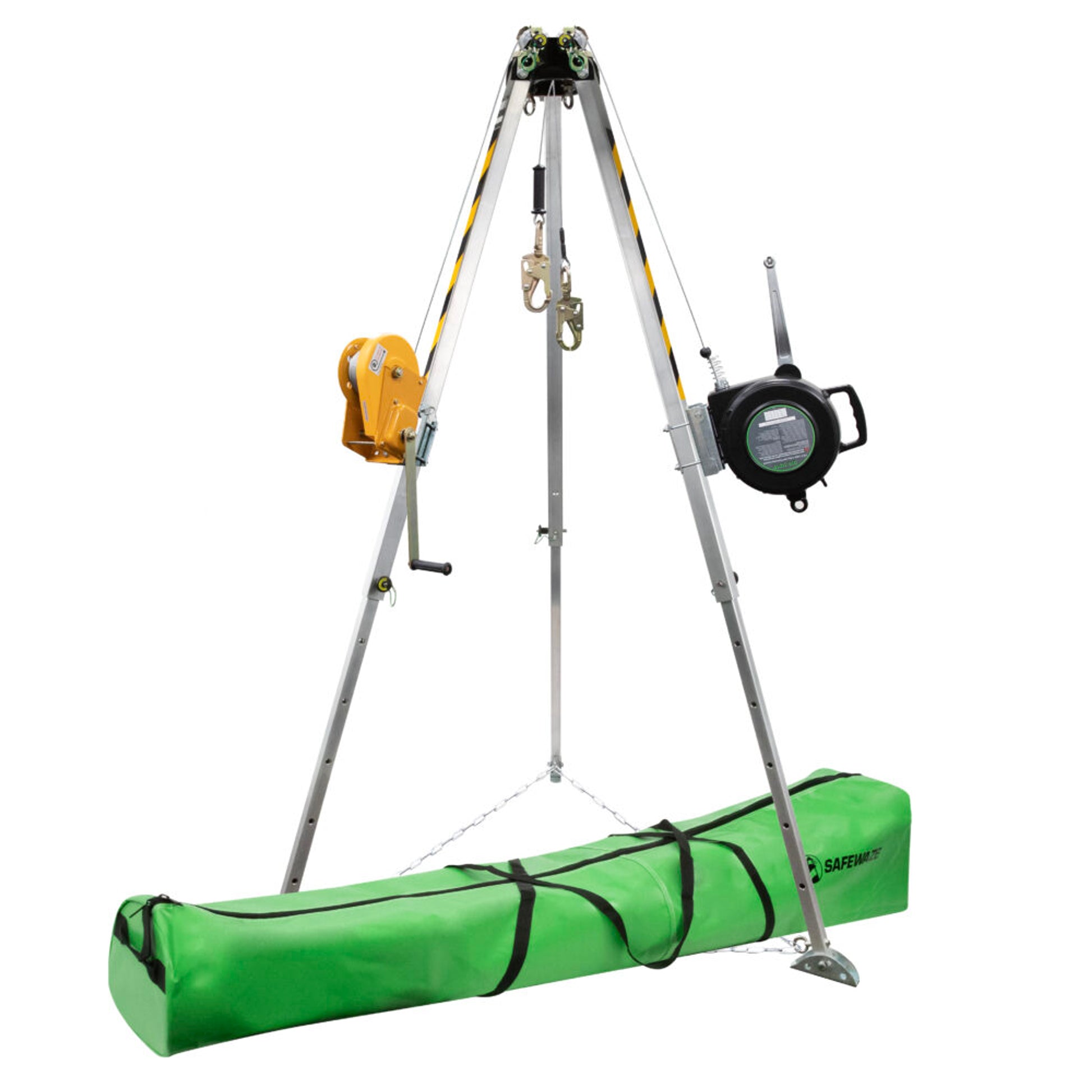 Safewaze 7' Adjustable Tripod Kit, 65' Material Winch, 65' 3-Way, Storage Bag - 019-11003