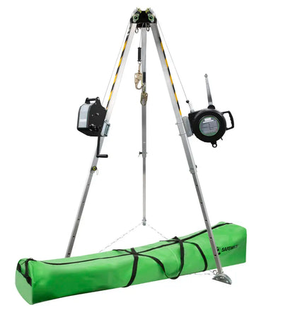 Safewaze 7' Adjustable Tripod Kit, 65' Personnel Winch, 65' 3-Way, Storage Bag - 019-11004