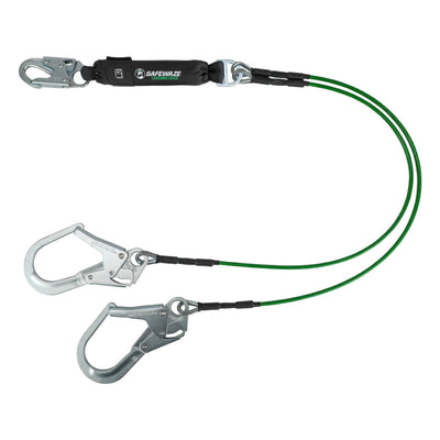 Safewaze Leading Edge 6' Energy Absorbing Lanyard: Dual Leg, Rebar Hooks - 019-2014