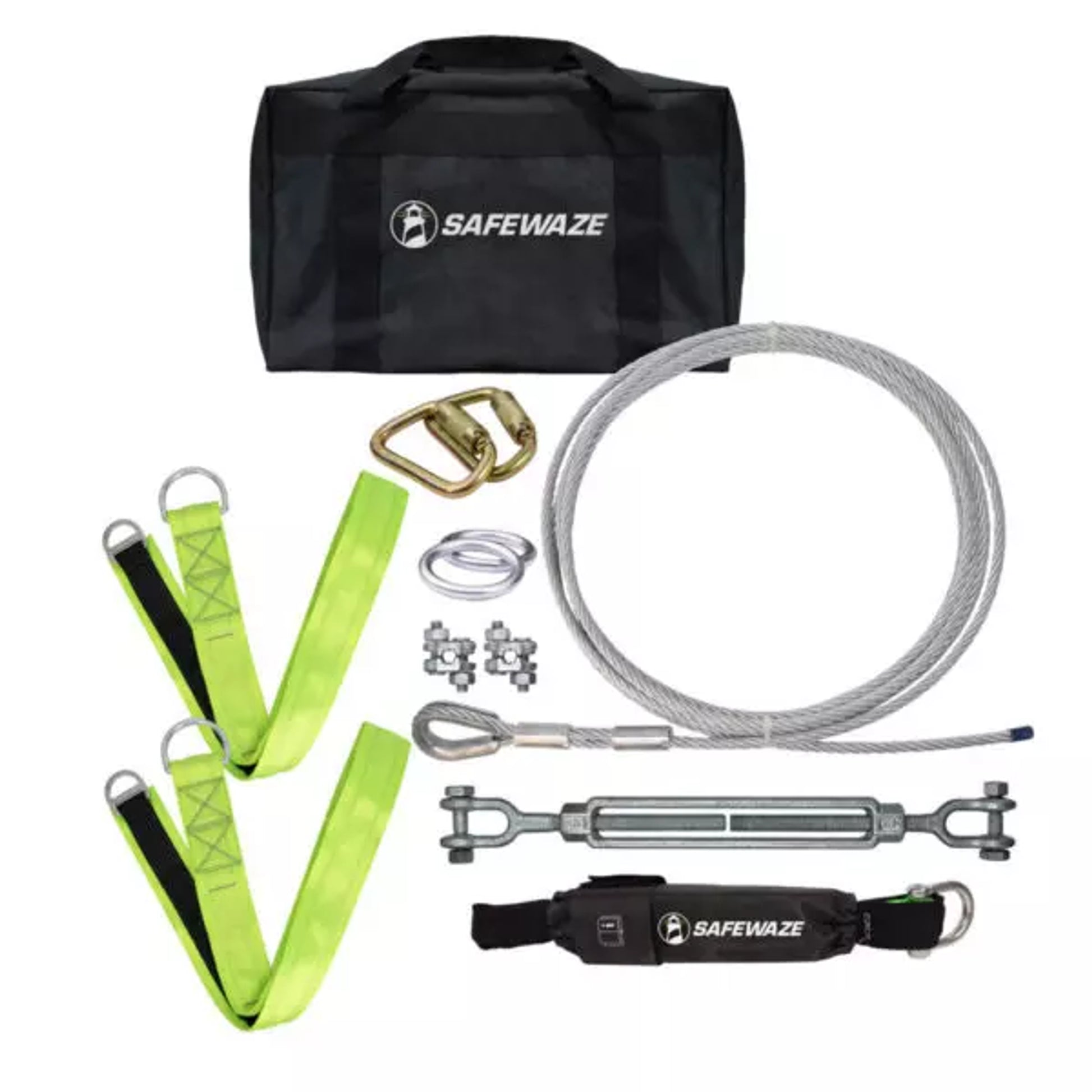 Safewaze 80' Cable HLL: Cross Arm Straps, Web Energy Absorber	 - 019-8026