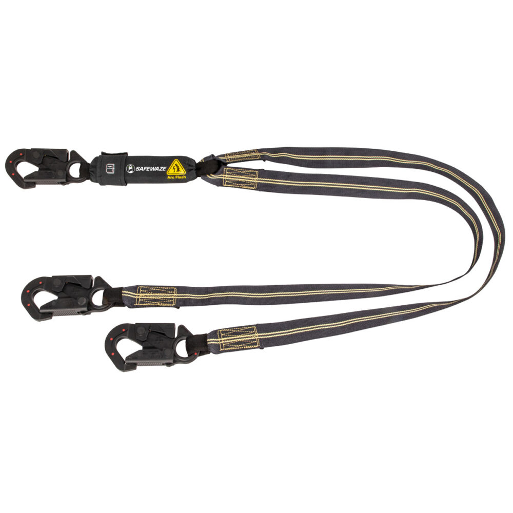 Safewaze Arc Flash 6' Energy Absorbing Lanyard: Aramid, Dual Leg, Dielectric Snap Hooks - 020-2040