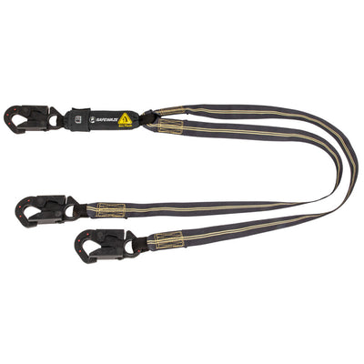 Safewaze Arc Flash 6' Energy Absorbing Lanyard: Aramid, Dual Leg, Dielectric Snap Hooks - 020-2040