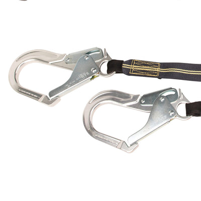Safewaze Arc Flash 6' Energy Absorbing Lanyard: Aramid, Dual Leg, Alu Rebar Hooks - 020-2041
