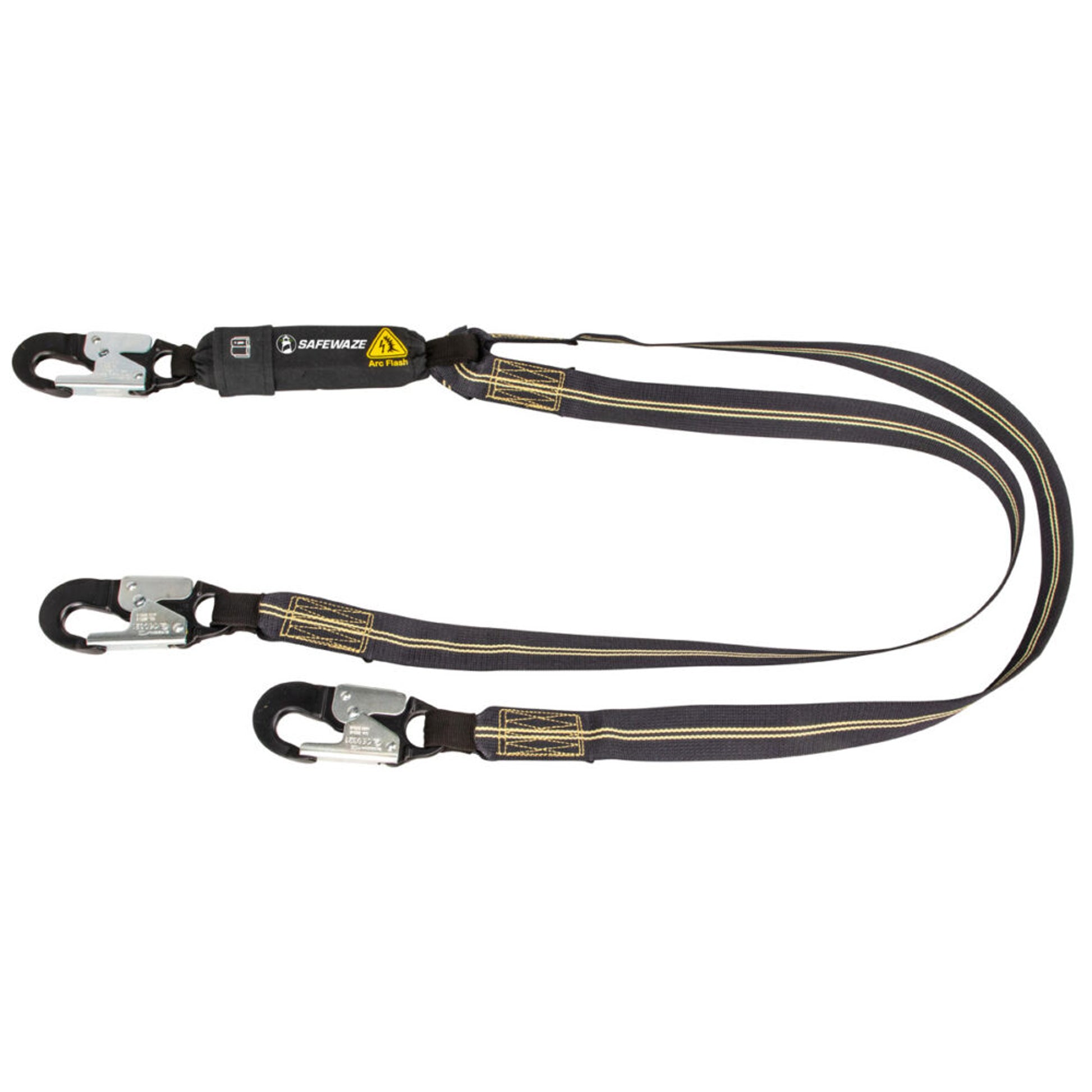 Safewaze Arc Flash 6' Energy Absorbing Lanyard: Aramid, Dual Leg, Alu Snap Hooks - 020-2043