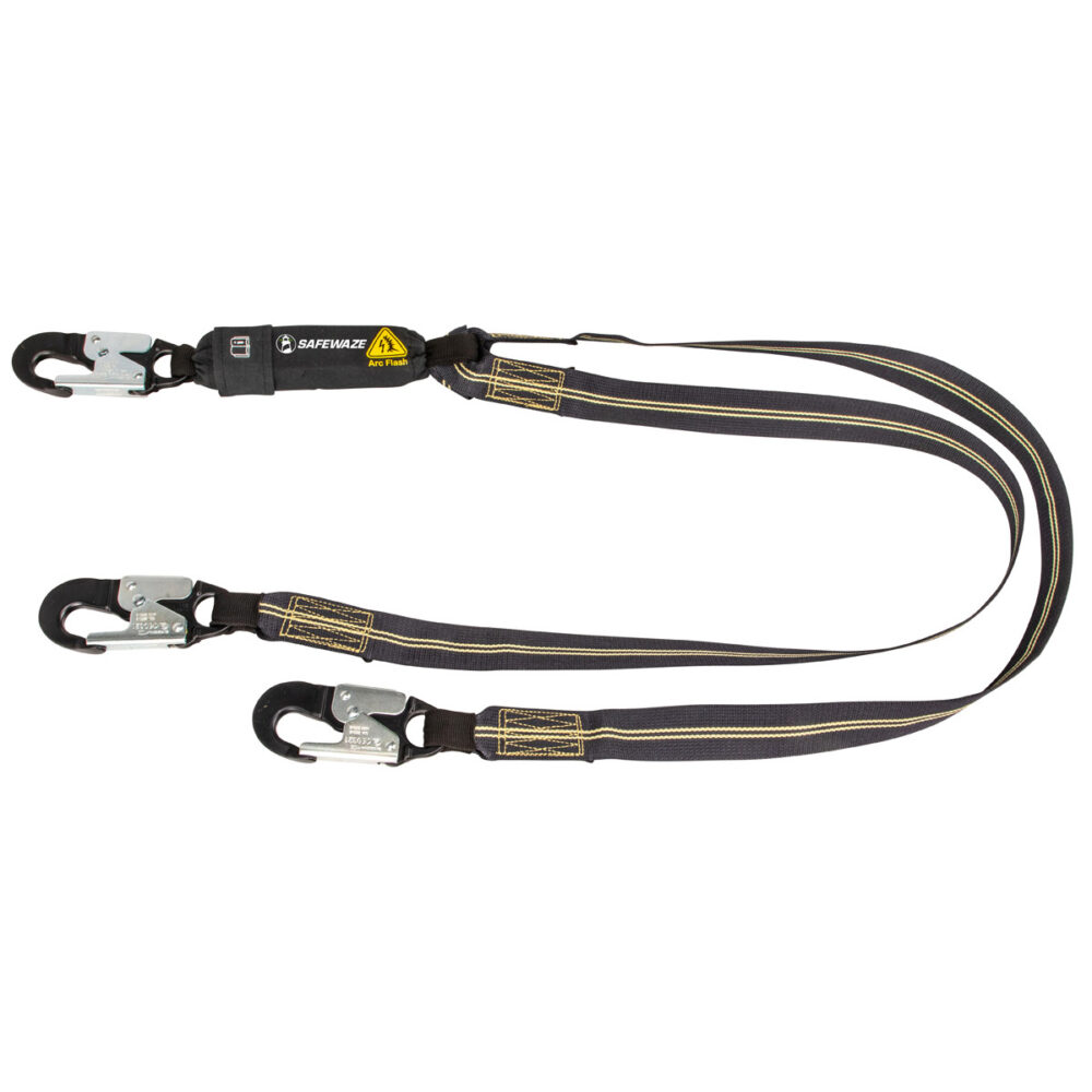 Safewaze Arc Flash 6' Energy Absorbing Lanyard: Aramid, Dual Leg, Alu Snap Hooks - 020-2043