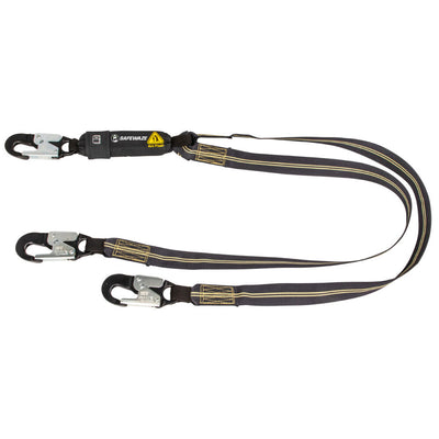 Safewaze Arc Flash 6' Energy Absorbing Lanyard: Aramid, Dual Leg, Alu Snap Hooks - 020-2043