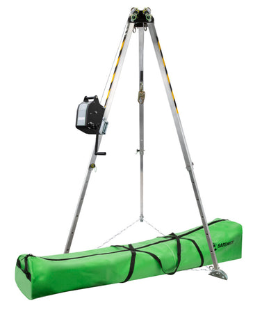 Safewaze 7' Adjustable Tripod Kit, 65' Personnel Winch, Storage Bag - 021-11026