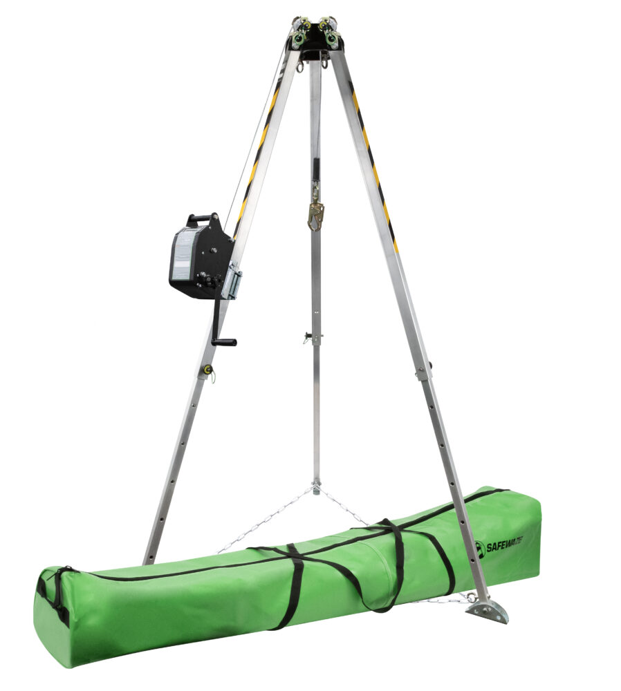 Safewaze 7' Adjustable Tripod Kit, 65' Personnel Winch, Storage Bag - 021-11026