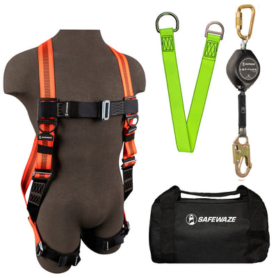 Safewaze V-LINE Bag Kit: FS99280-E Harness, FS-FSP1411-W SRL, FS811-3 Anchor, FS8125 Bag - 021-3144