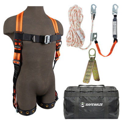 Safewaze V-LINE Bag Roof Kit: FS99185-E Harness, 018-7005 VLL, FS870 Anchor, FS8175 Bag - 021-3216