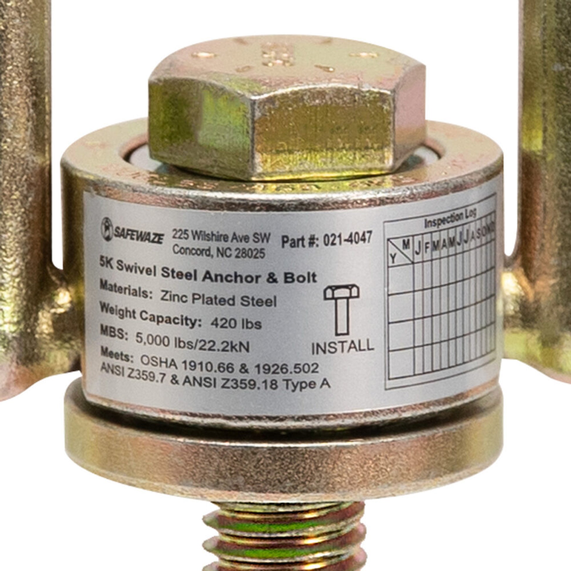 Safewaze 5K Swivel Steel Anchor & Bolt - 021-4047