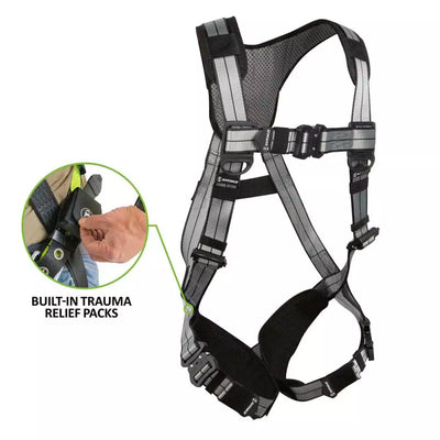 Safewaze PRO+ Slate Harness: Alu 1D, Alu QC Chest/Legs, Trauma relief (XS) - 023-1263