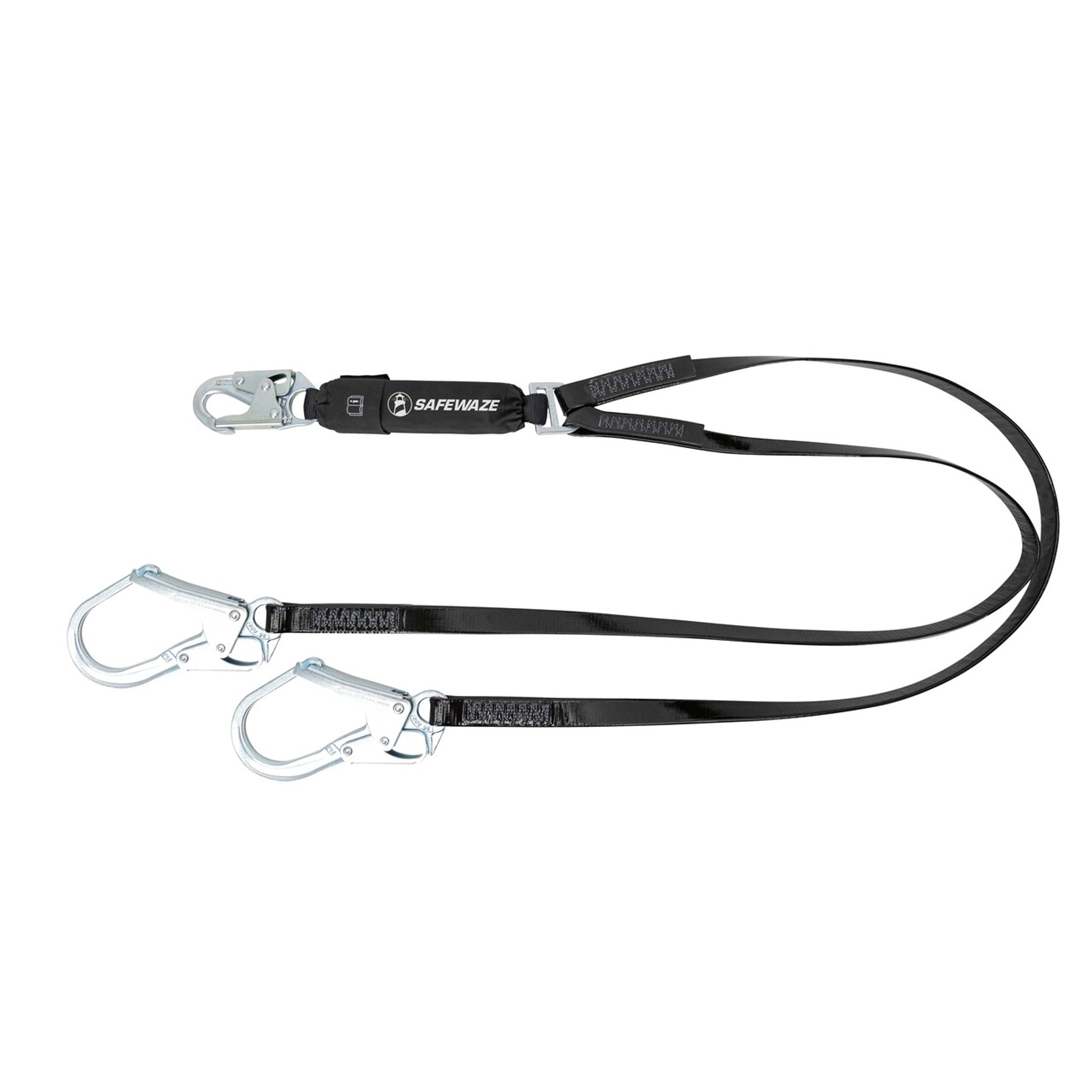 Safewaze PRO-Shield 6' Energy Absorbing Lanyard: Dual Leg, Rebar Hooks - 024-2142