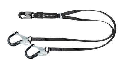 Safewaze PRO-Shield 6' Energy Absorbing Lanyard: Dual Leg, Alu Rebar Hooks - 024-2143