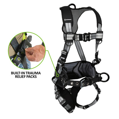 Safewaze PRO+ Slate Construction Harness: Alu 3D, Alu QC Chest/Legs, Trauma Relief (L) - 025-1759