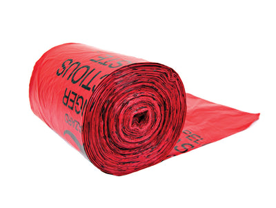 Justrite Liner Bags For Biohazard Waste Cans - 11 Microns Thick - Pack/100 - Red - 05901