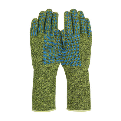 Kut Gard DuPont Kevlar Blended Slabbers Glove w/Extended Cuff & Double-Sided PVC Dot Grip - Green - 6/DZ - 08-K385