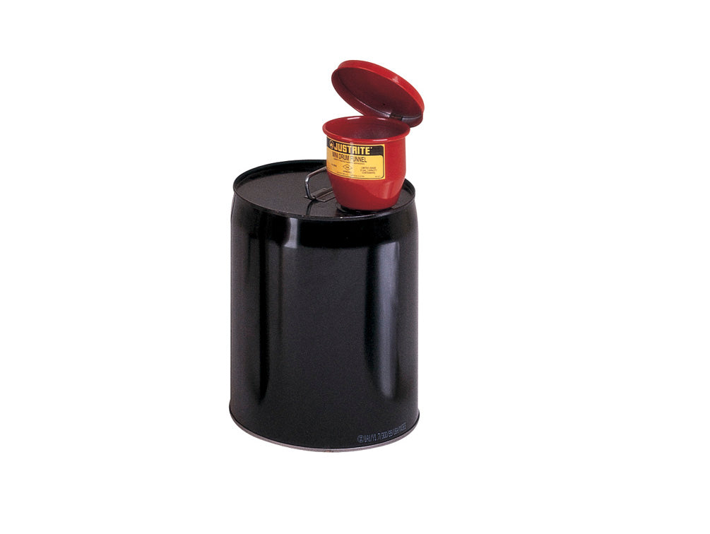 Justrite Small Steel Drum Funnel Use With 5-Gal. Steel Pail With 2" Npt Bung - 1" Flame Arrester - M/C Cover - 08202