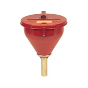 Justrite Large Steel Drum Funnel For Flammables W/6" Flame Arrester And Self-Closing Cover - 2" Drum Bung - 08207