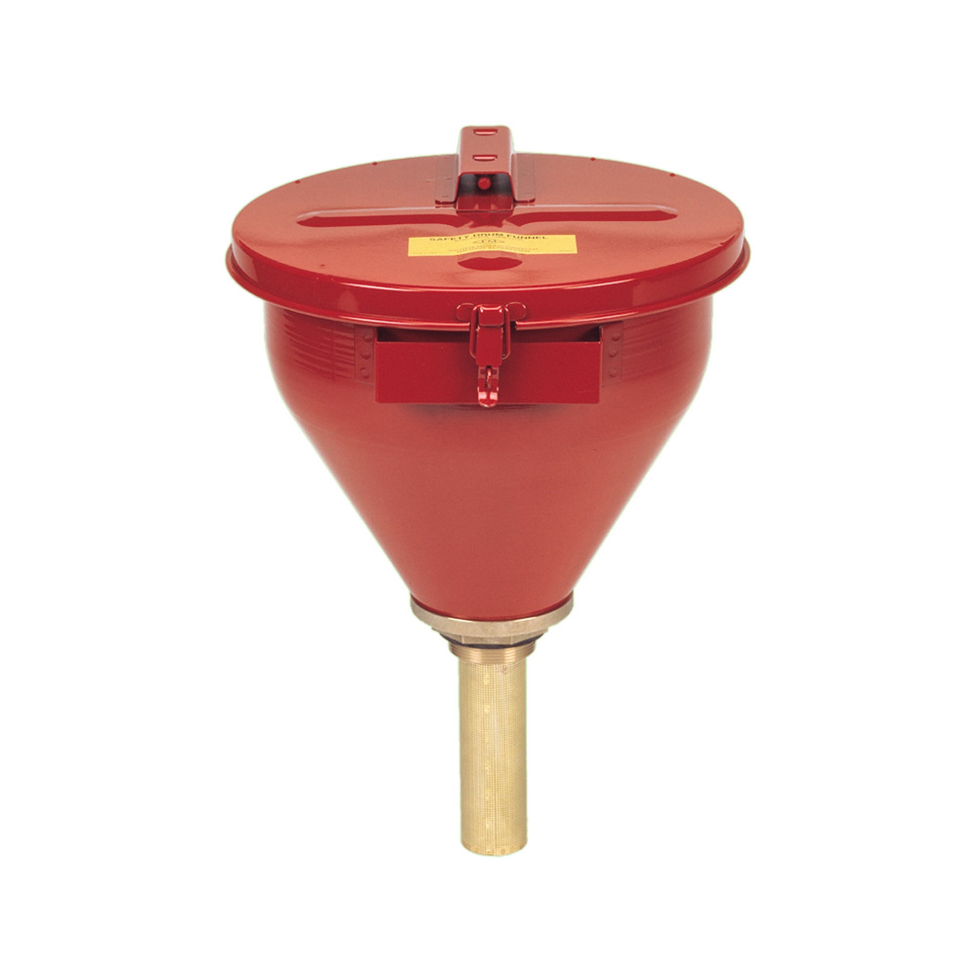 Justrite Large Steel Drum Funnel For Flammables W/6" Flame Arrester And Self-Closing Cover - 2" Drum Bung - 08207