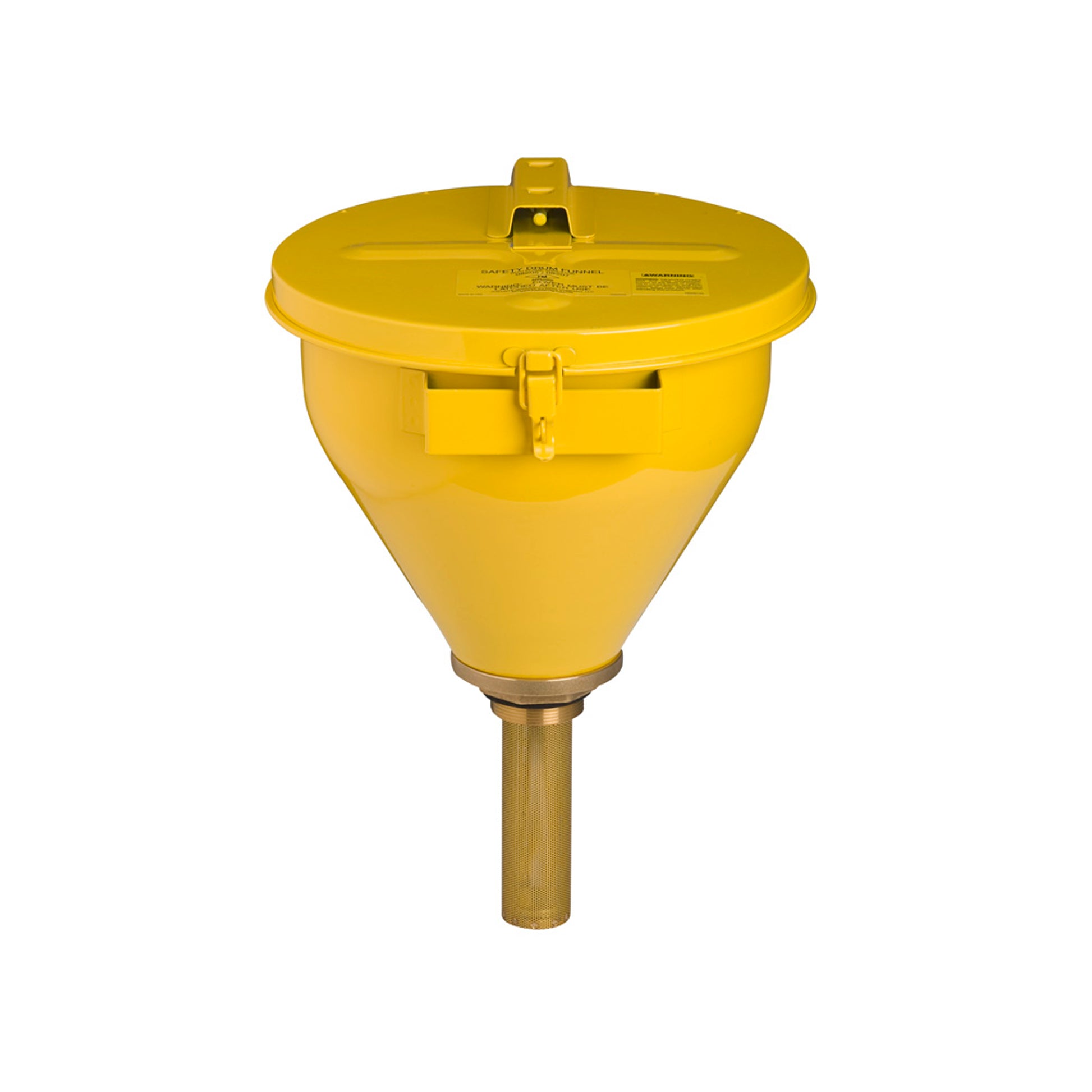 Justrite Large Steel Drum Funnel For Flammables - 152Mm Flame Arrester - Self-Closing Cover - 2" Drum Bung - Yelw - 08227