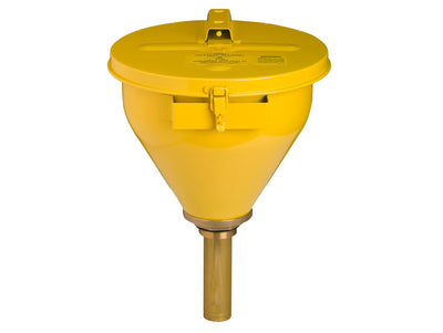 Justrite Large Steel Drum Funnel For Flammables - 152Mm Flame Arrester - Self-Closing Cover - 2" Drum Bung - Yelw - 08227