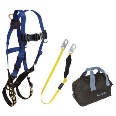 FallTech Harness and Lanyard 3-pc Kit Including Medium Storage Bag (7016 8256LT 5006MP) - KIT166LT6P