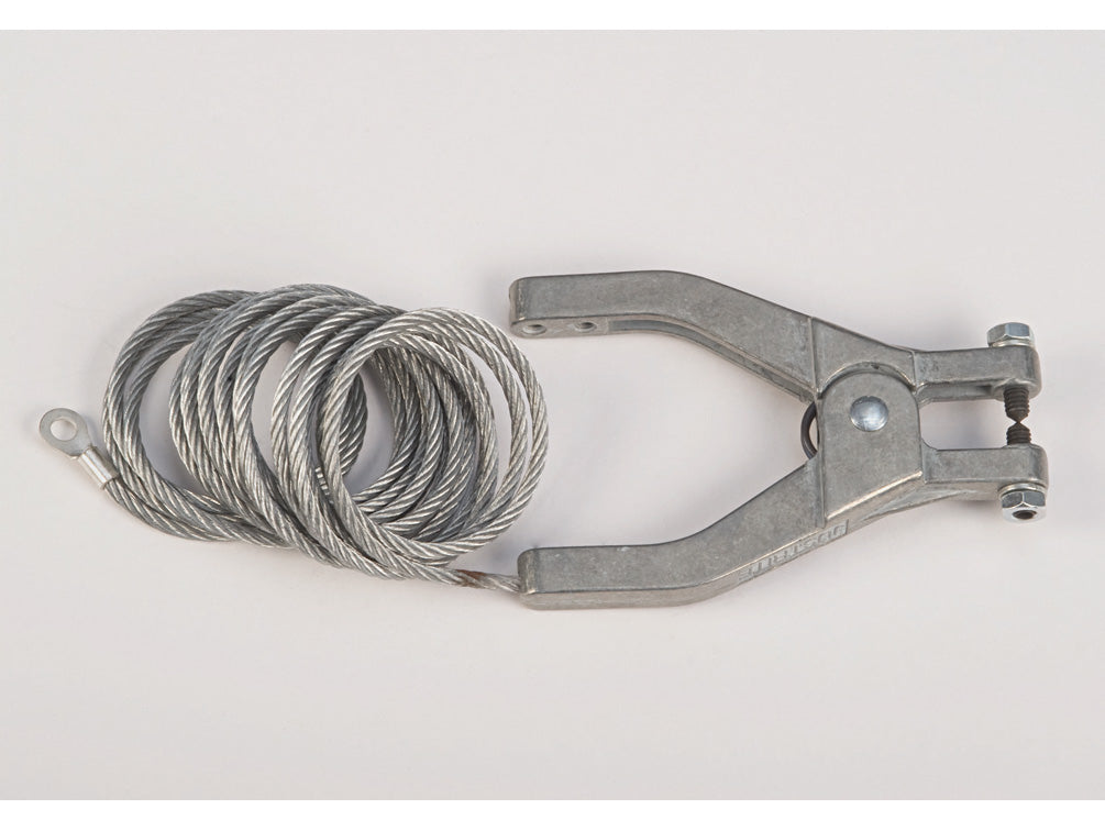 Justrite Antistatic Flexible Wire For Bonding/Grounding - With Hand Clamp And 1/4" Terminal - 10 Ft. Coiled - 08496