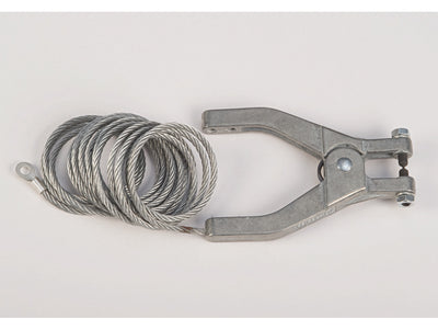 Justrite Antistatic Flexible Wire For Bonding/Grounding - With Hand Clamp And 1/4" Terminal - 10 Ft. Coiled - 08496