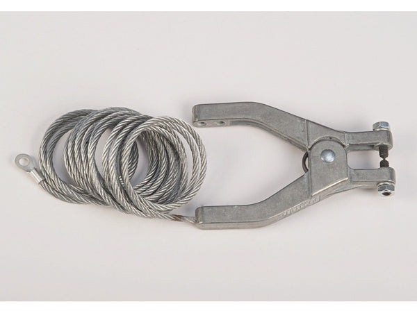 Justrite Antistatic Flexible Wire For Bonding/Grounding - With Hand Clamp And 1/4" Terminal - 10 Ft. Coiled - 08496