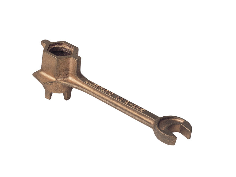 Justrite Drum Bung Wrench Fits Many 2" Or 3/4" Bung Styles - Brass Alloy - 08805