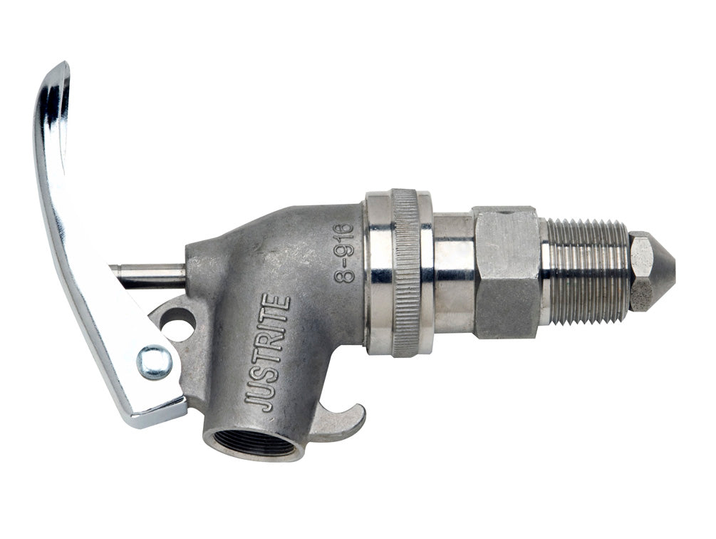 Justrite Stainless Steel Safety Drum Faucet - Internal Flame Arrester - Adjustable - 3/4" Npt Bung - 08916