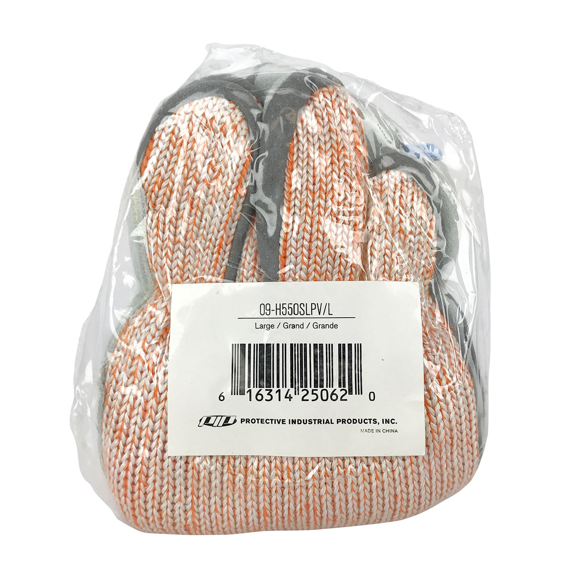 Scrap King Seamless Knit HPPE Blended Glove w/Split Cowhide Leather Palm & Aramid Stitching - Vend-Ready - Orange - 6/PR - 09-H550SLPV