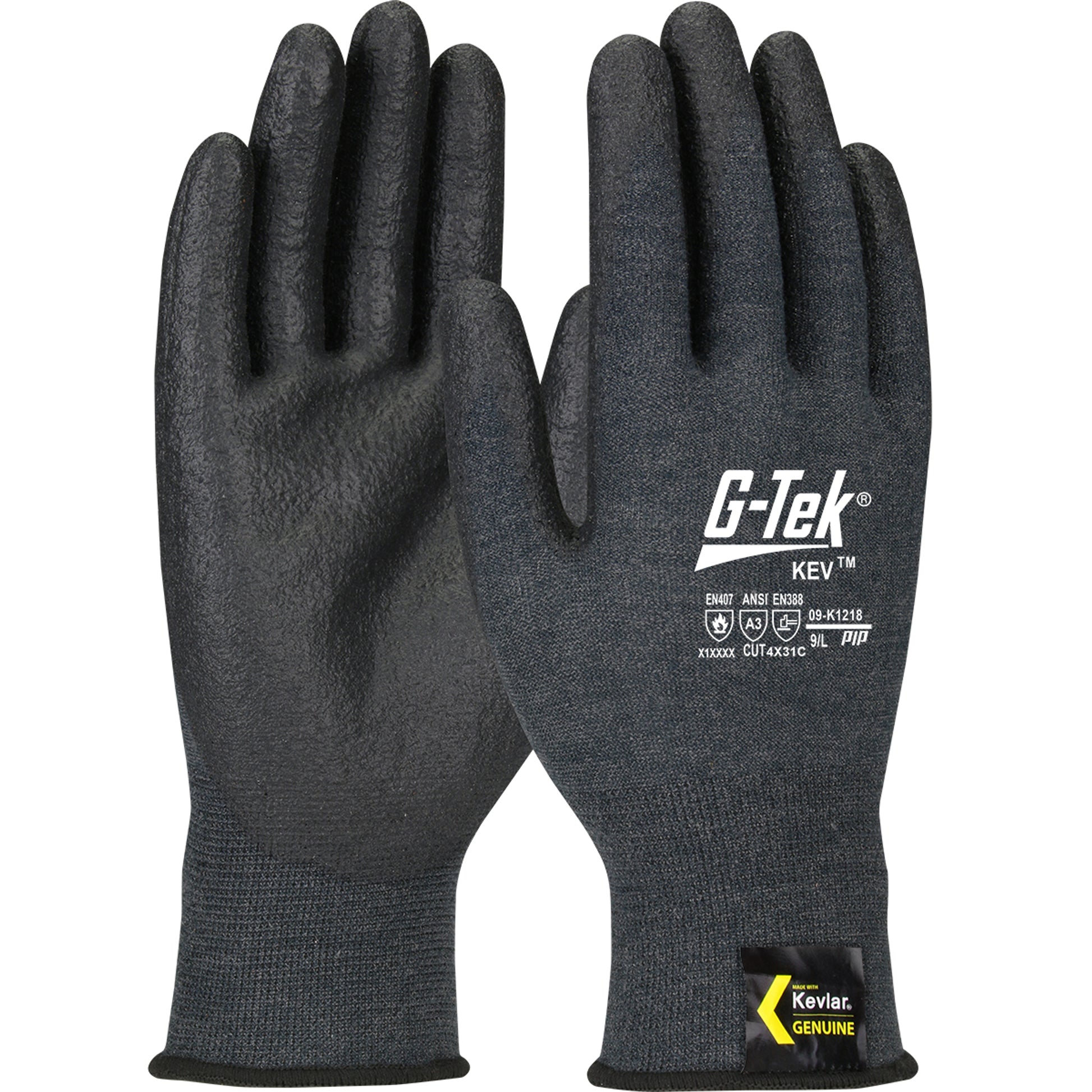 G-Tek KEV Seamless Knit DuPont Kevlar Blended Glove w/NeoFoam Coated Palm & Fingers - Touchscreen Compatible - Gray - 1/DZ - 09-K1218