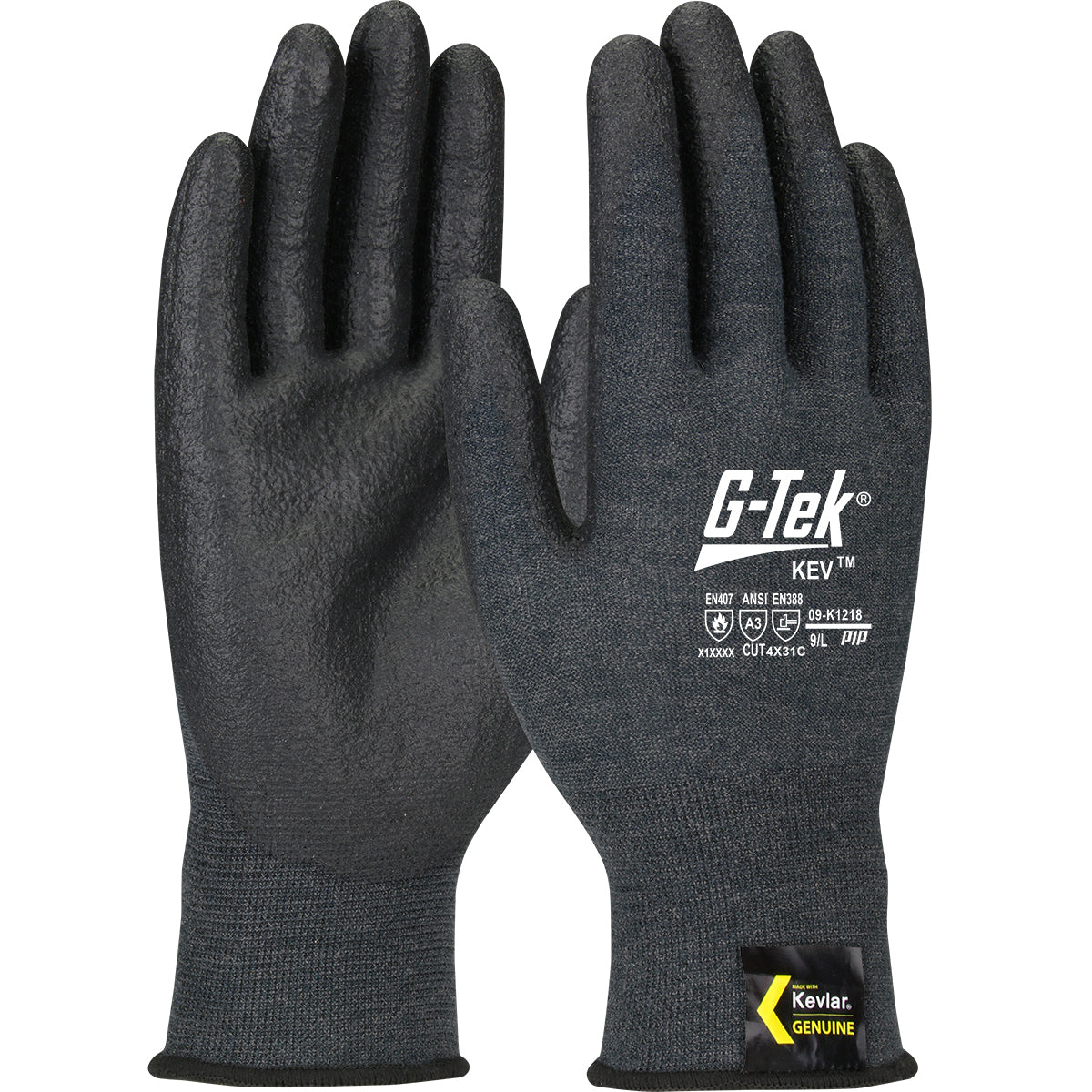 G-Tek KEV Seamless Knit DuPont Kevlar Blended Glove w/NeoFoam Coated Palm & Fingers - Touchscreen Compatible - Gray - 1/DZ - 09-K1218