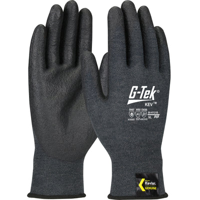 G-Tek KEV Seamless Knit DuPont Kevlar Blended Glove w/NeoFoam Coated Palm & Fingers - Touchscreen Compatible - Gray - 1/DZ - 09-K1218