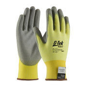 G-Tek KEV Seamless Knit DuPont Kevlar / Elastane Glove w/Polyurethane Coated Flat Grip on Palm & Fingers - Yellow - 1/DZ - 09-K1250