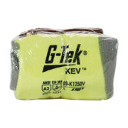 G-Tek KEV Seamless Knit DuPont Kevlar / Elastane Glove w/Polyurethane Coated Flat Grip on Palm & Fingers - Vend-Ready - Yellow - 6/PR - 09-K1250V