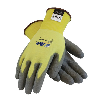 G-Tek KEV Seamless Knit DuPont Kevlar / Elastane Glove w/Polyurethane Coated Flat Grip on Palm & Fingers - Yellow - 1/DZ - 09-K1250