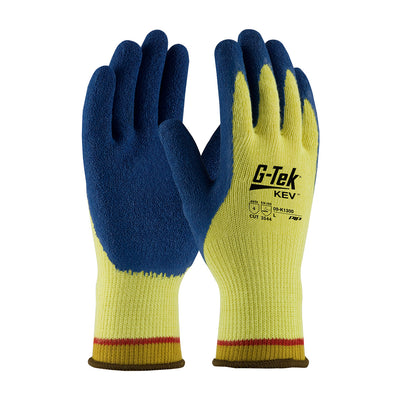 G-Tek KEV Seamless Knit DuPont Kevlar Glove w/Latex Coated Crinkle Grip on Palm & Fingers - Yellow - 1/DZ - 09-K1300