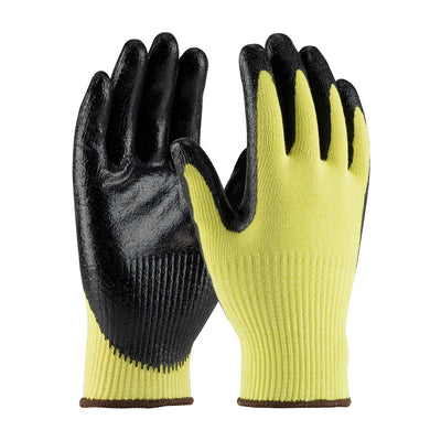 G-Tek KEV Seamless Knit DuPont Kevlar Glove w/Nitrile Coated Smooth Grip on Palm & Fingers - Medium Weight DISCONTINUED - Yellow - 1/DZ - 09-K1400