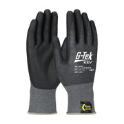G-Tek KEV Seamless Knit DuPont Kevlar Blended Glove w/Nitrile Coated Foam Grip on Palm & Fingers - Gray - 1/DZ - 09-K1618