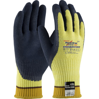 PowerGrab Katana Seamless Knit DuPont Kevlar / Steel Glove w/Latex Coated MicroFinish Grip on Palm & Fingers - Yellow - 1/DZ - 09-K1700