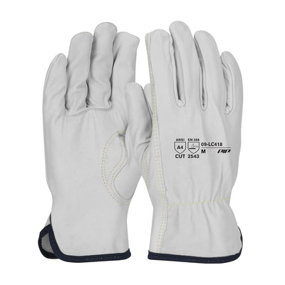 PIP Premium Grade Top Grain Goatskin Leather Drivers Glove w/Aramid Blended Lining - Keystone Thumb - Natural - 1/DZ - 09-LC418