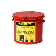 Justrite Oily Waste Countertop Can - 2 Gallon - Red - 09200
